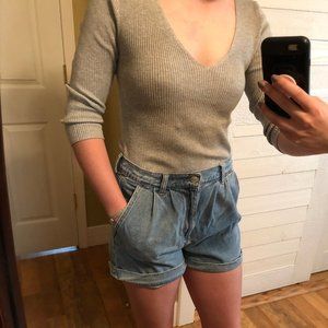 Forever 21 Grey V-Neck 3/4 Sleeve